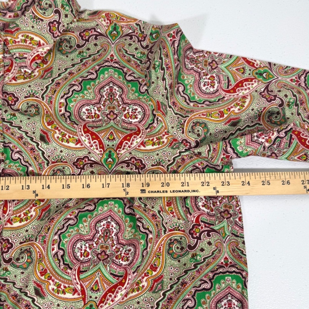 NWOT Talbots 18W Paisley Shirt Green Red Maximalist Boho Grandmillennial Plus - Picture 6 of 10
